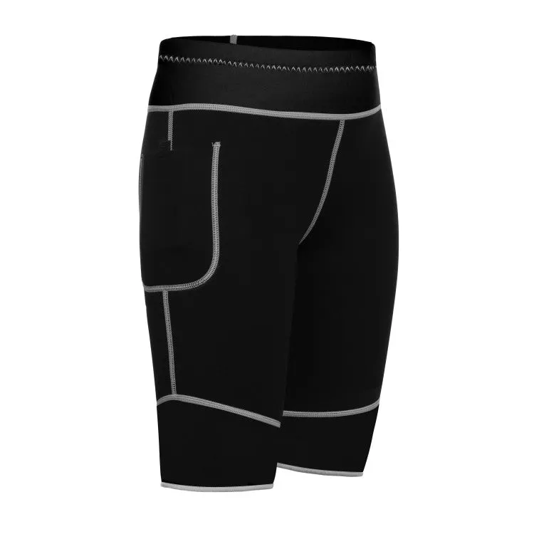 Hot Neoprene Sauna Sweat Pants with Side Pocket Workout Thighs Slimming Capris Leggings