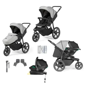 Ickle Bubba Venus Max Jogger Stroller I-Size Travel System - Black/Space Grey with Isofix Base