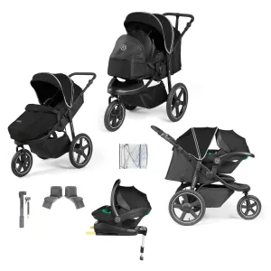 Ickle Bubba Venus Prime Jogger Stroller I-Size Travel System in Black/Black with Base