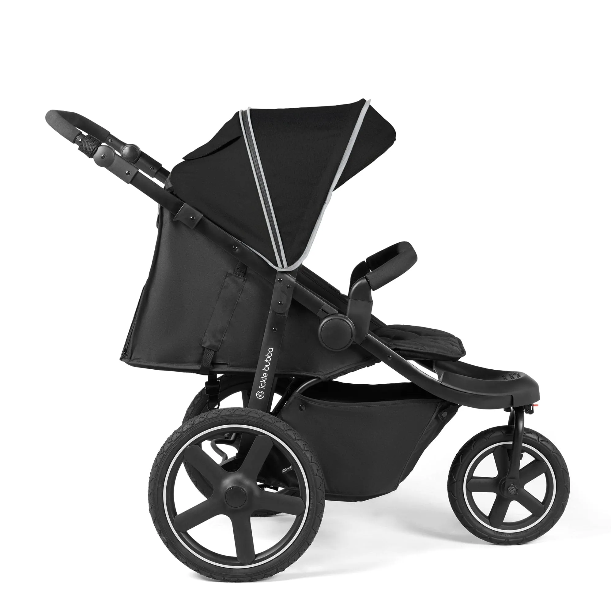 Ickle Bubba Venus Prime Jogger Stroller I-Size Travel System in Black/Black with Base