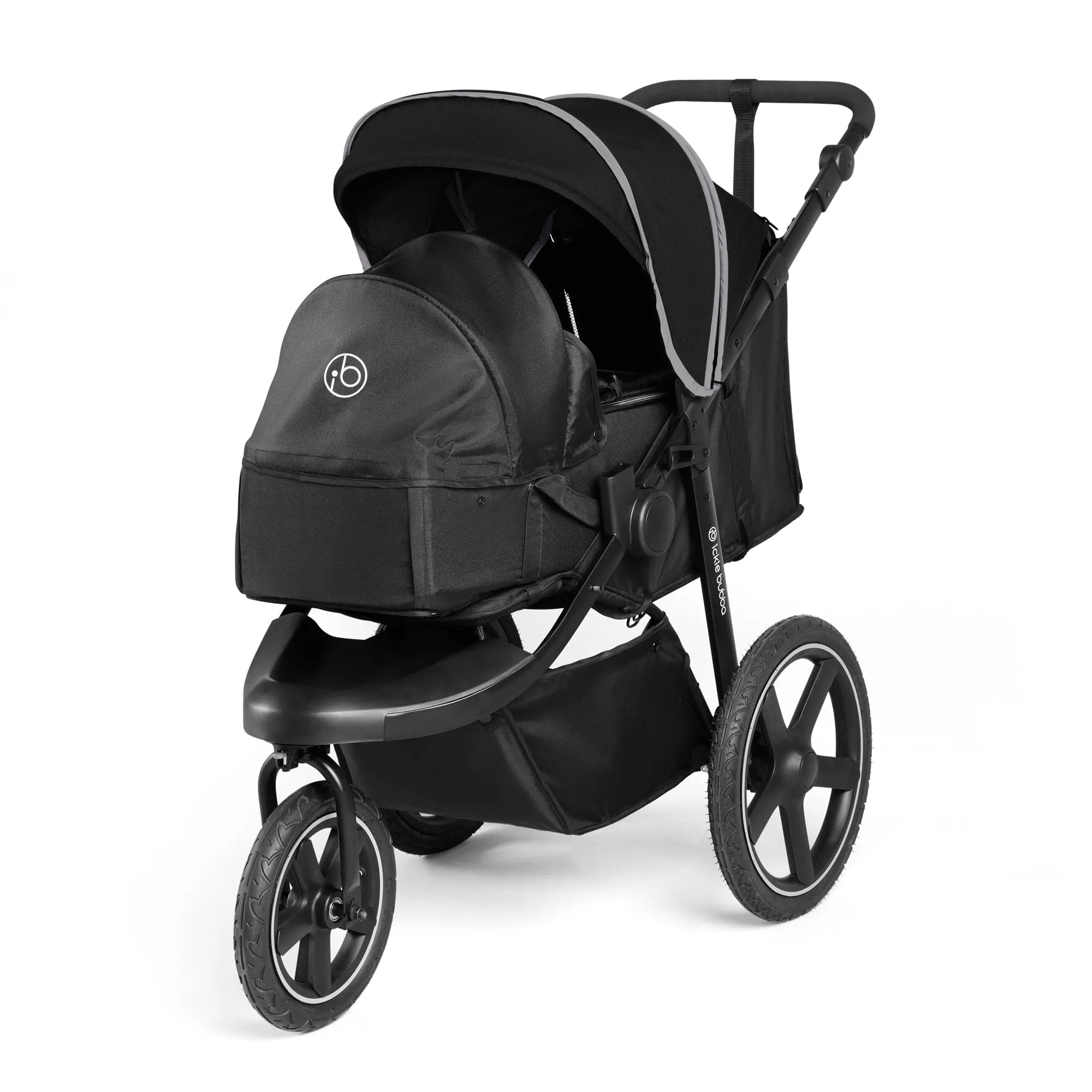 Ickle Bubba Venus Prime Jogger Stroller I-Size Travel System in Black/Black with Base