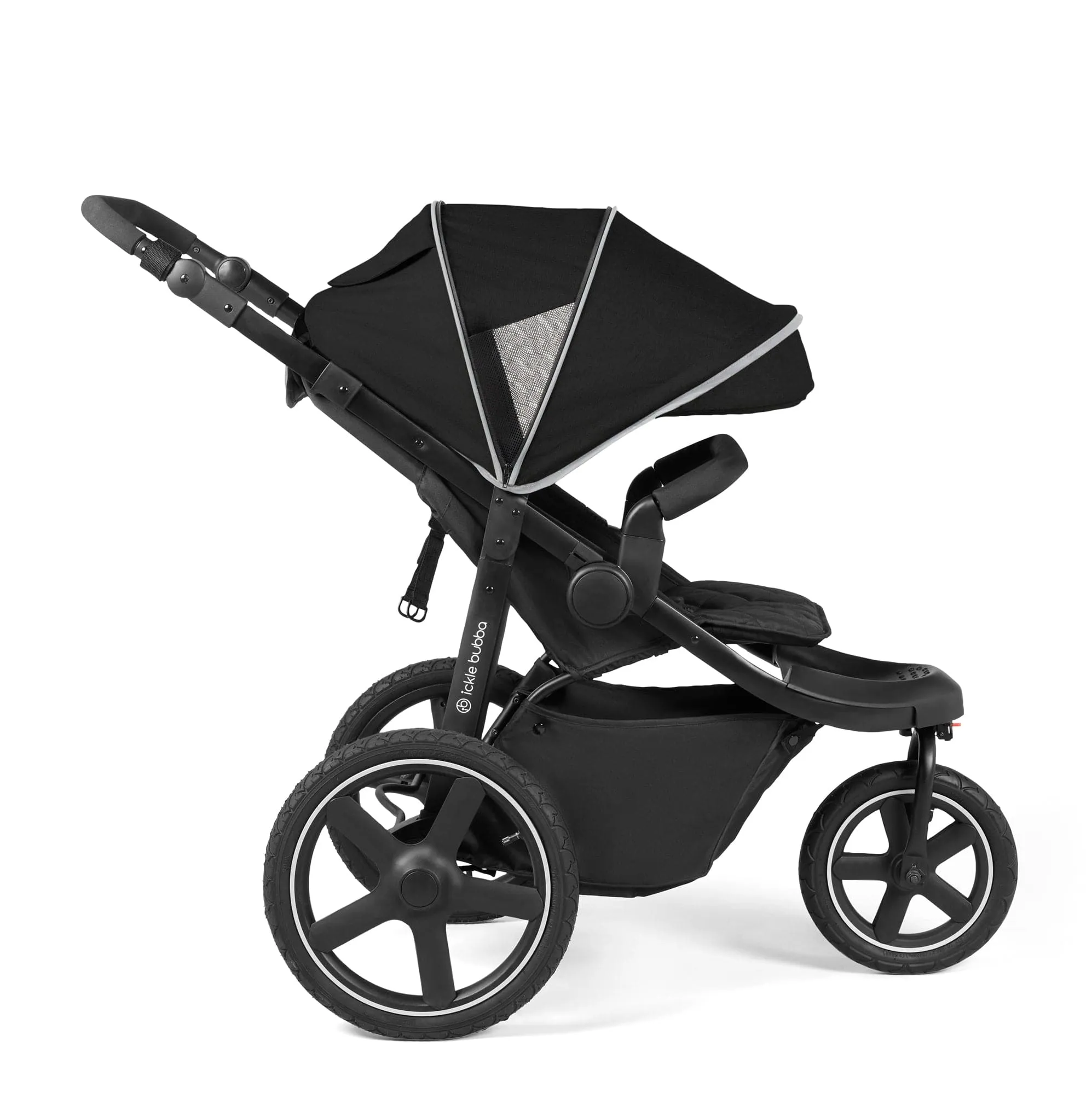 Ickle Bubba Venus Prime Jogger Stroller I-Size Travel System in Black/Black with Base