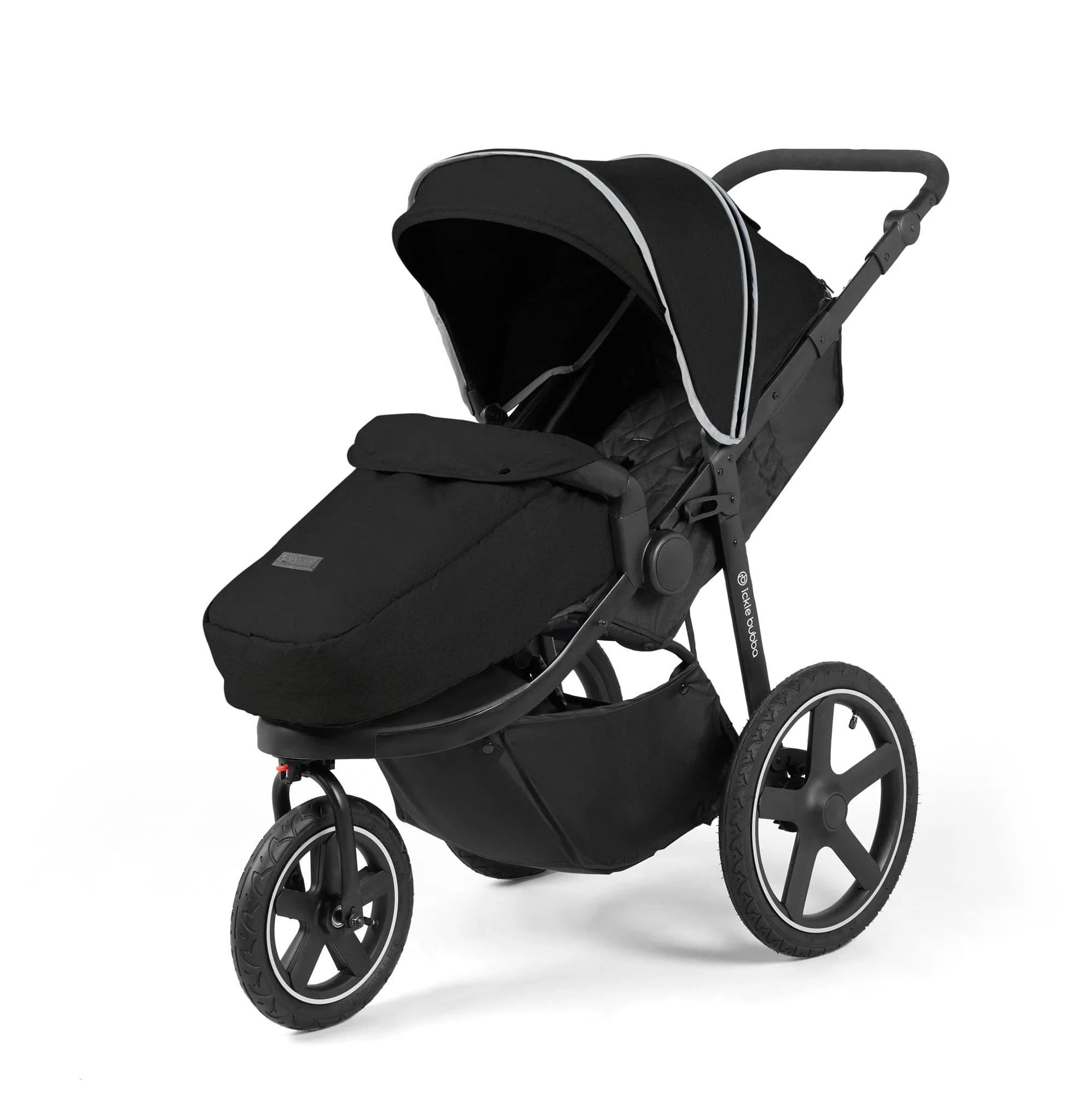 Ickle Bubba Venus Prime Jogger Stroller I-Size Travel System in Black/Black with Base