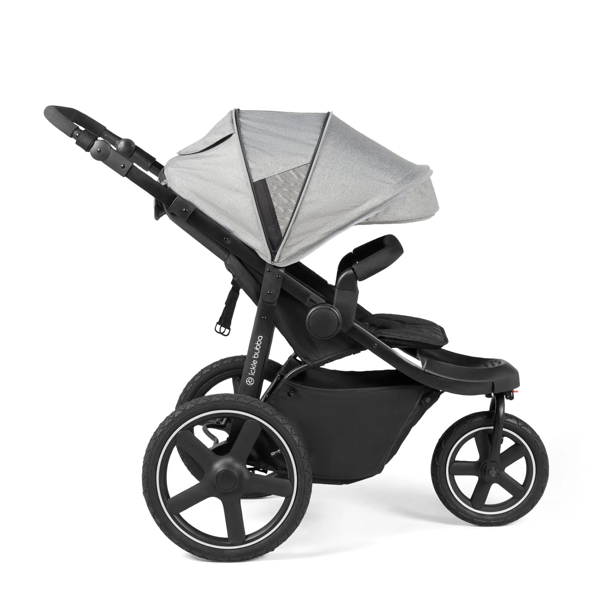 Ickle Bubba Venus Prime Jogger Stroller I-Size Travel System in Black/Space Grey with Base