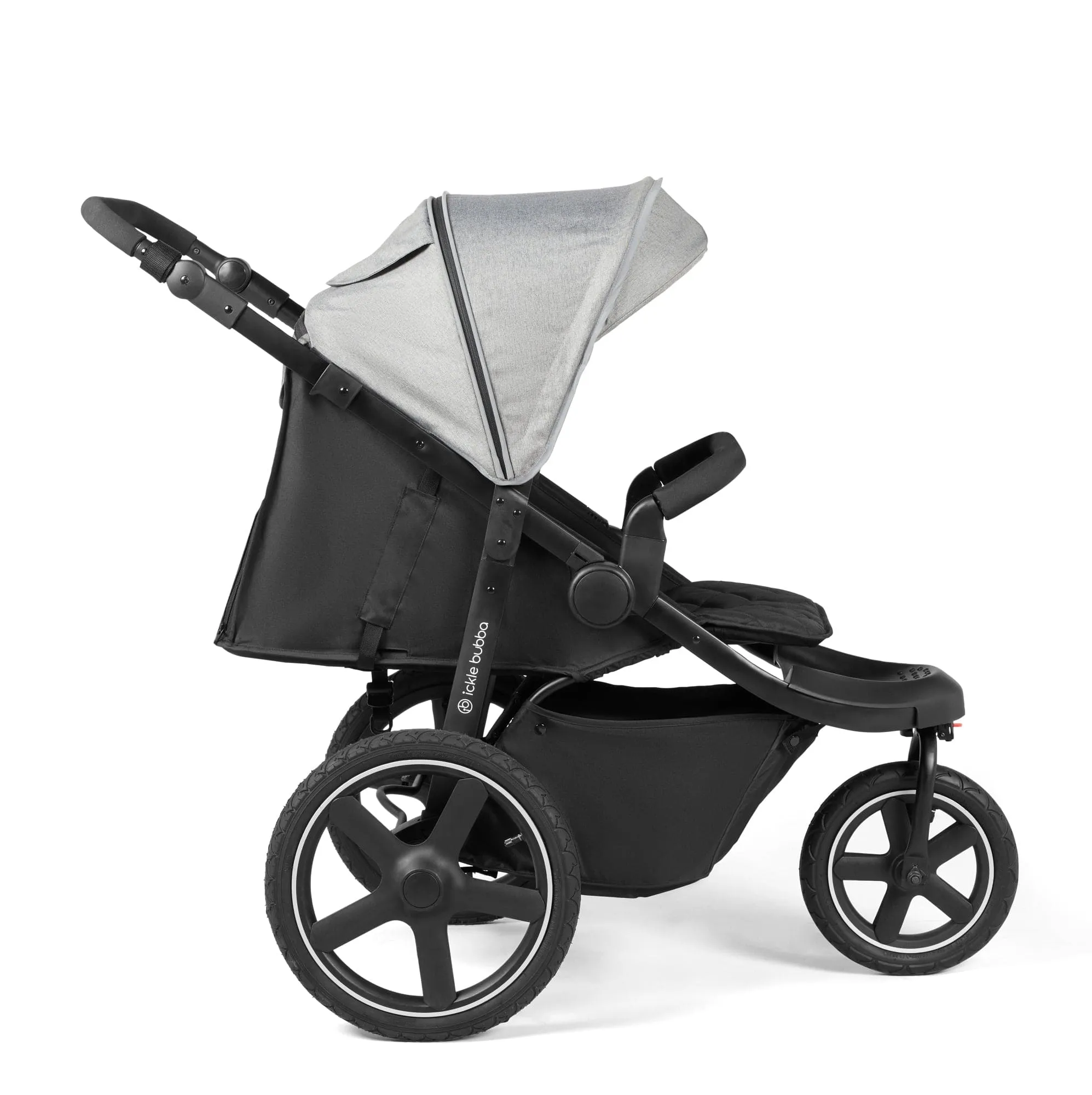 Ickle Bubba Venus Prime Jogger Stroller I-Size Travel System in Black/Space Grey with Base