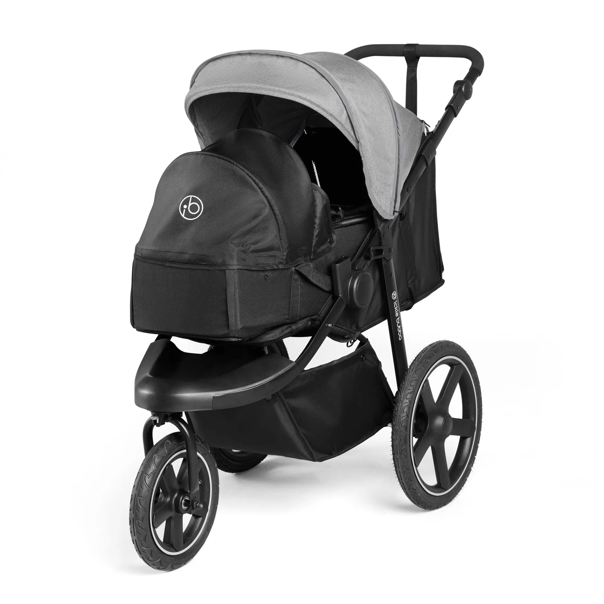 Ickle Bubba Venus Prime Jogger Stroller I-Size Travel System in Black/Space Grey with Base