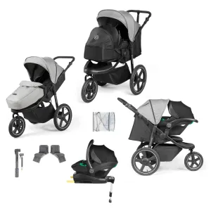 Ickle Bubba Venus Prime Jogger Stroller I-Size Travel System in Black/Space Grey with Base