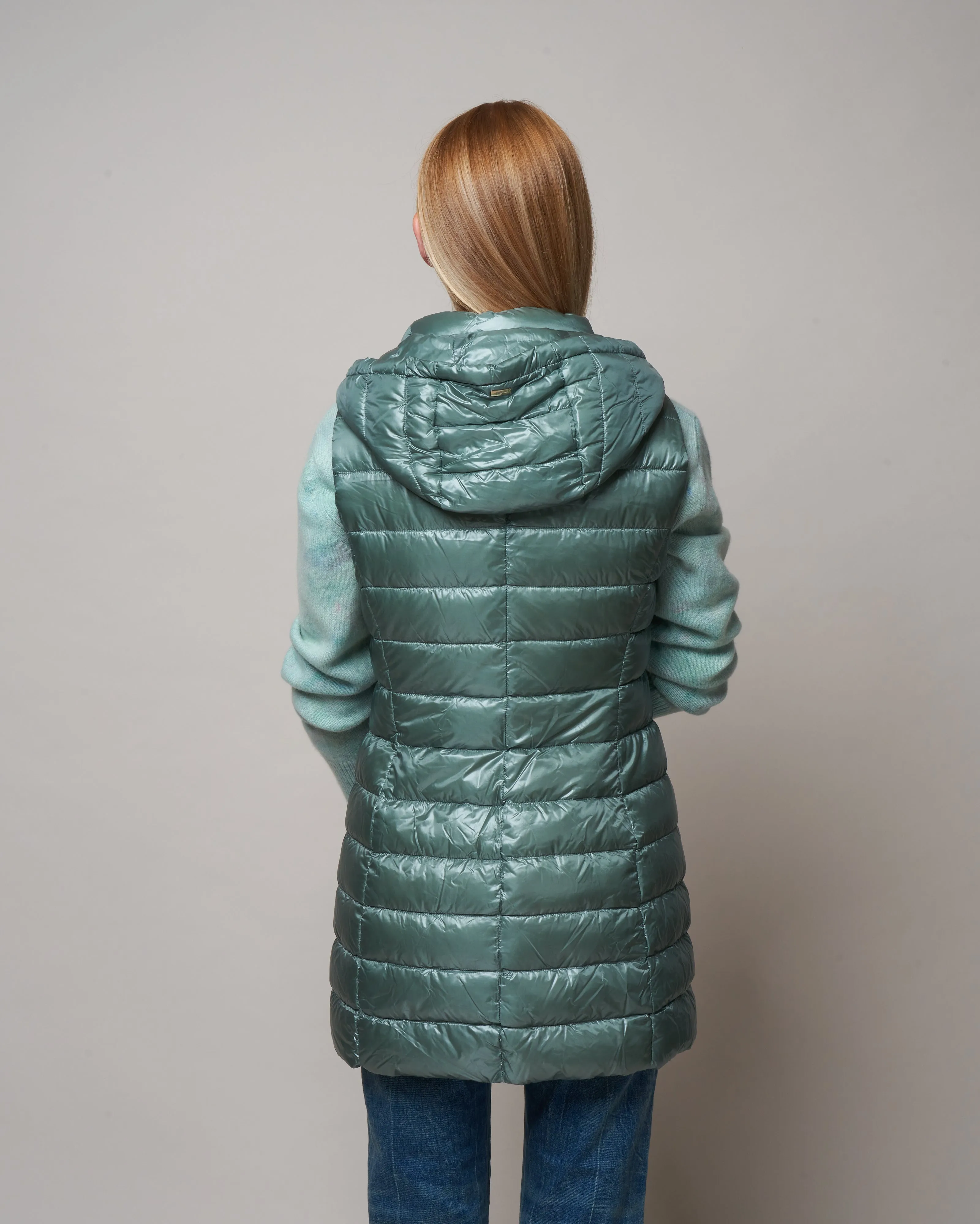 iconico serena long vest w/ removable hood - lattementa