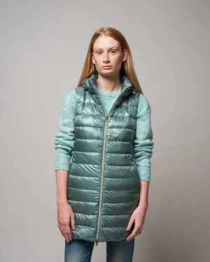 iconico serena long vest w/ removable hood - lattementa