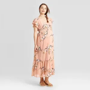 Isabel Maternity by Ingrid & Isabel Print Short Sleeve Smocked Maternity Dress