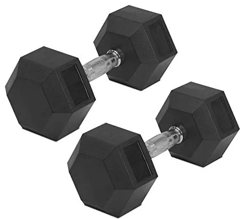 J MARQUE Rubber Coated Professional Hex Dumbbells (7.5 kg x 2 Pcs = 15 kg) ; Hex Dumbbells Piece