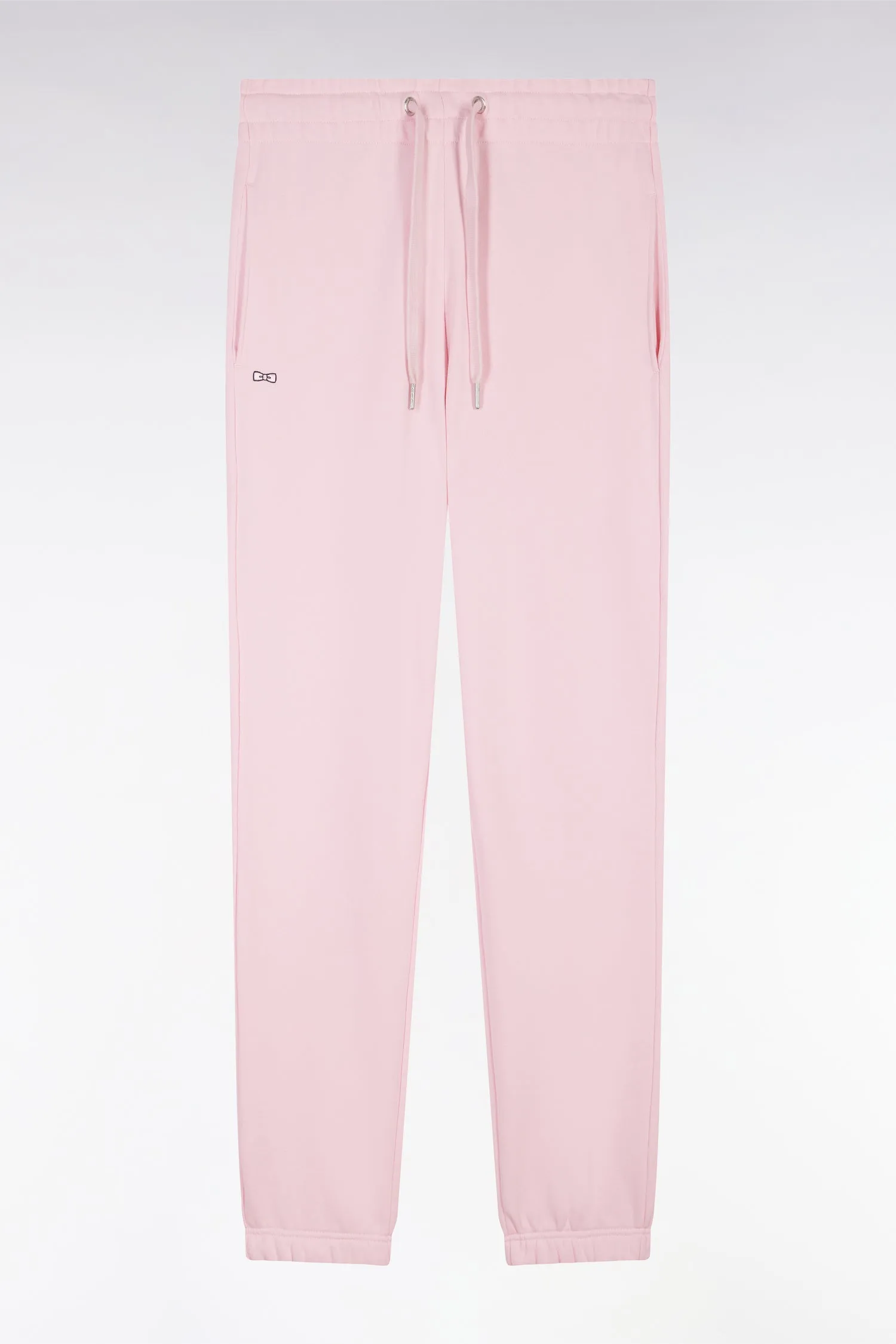 Jogging en molleton coton rose coupe droite