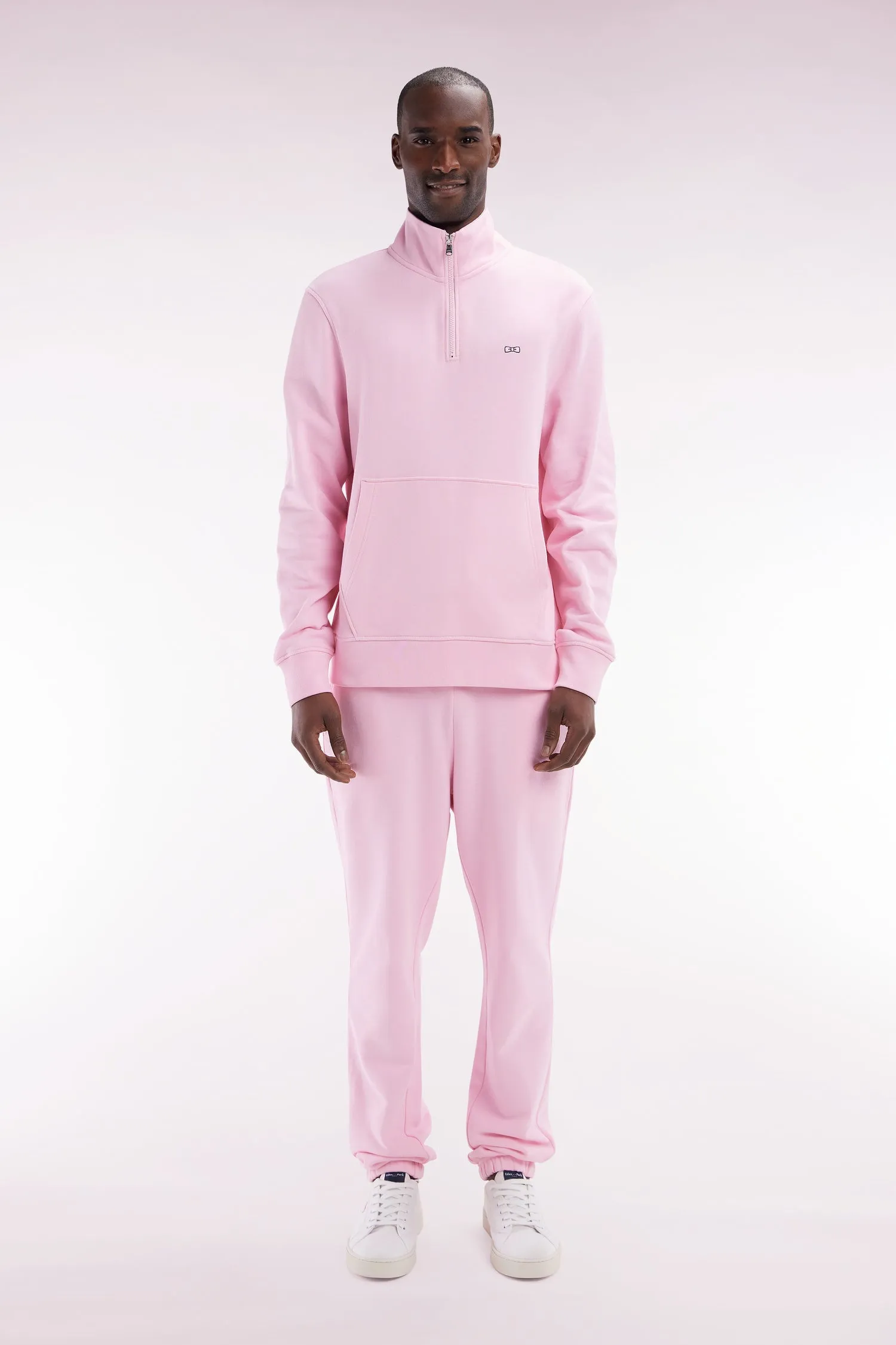 Jogging en molleton coton rose coupe droite