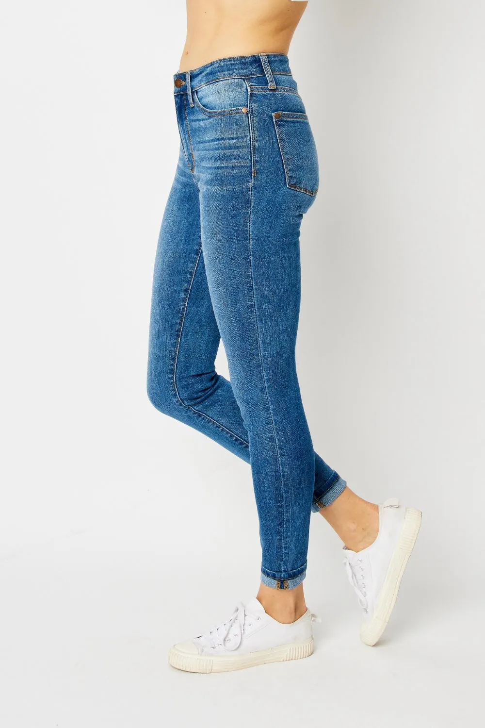 Judy Blue Cuffed Hem Skinny Jeans up to size 24W