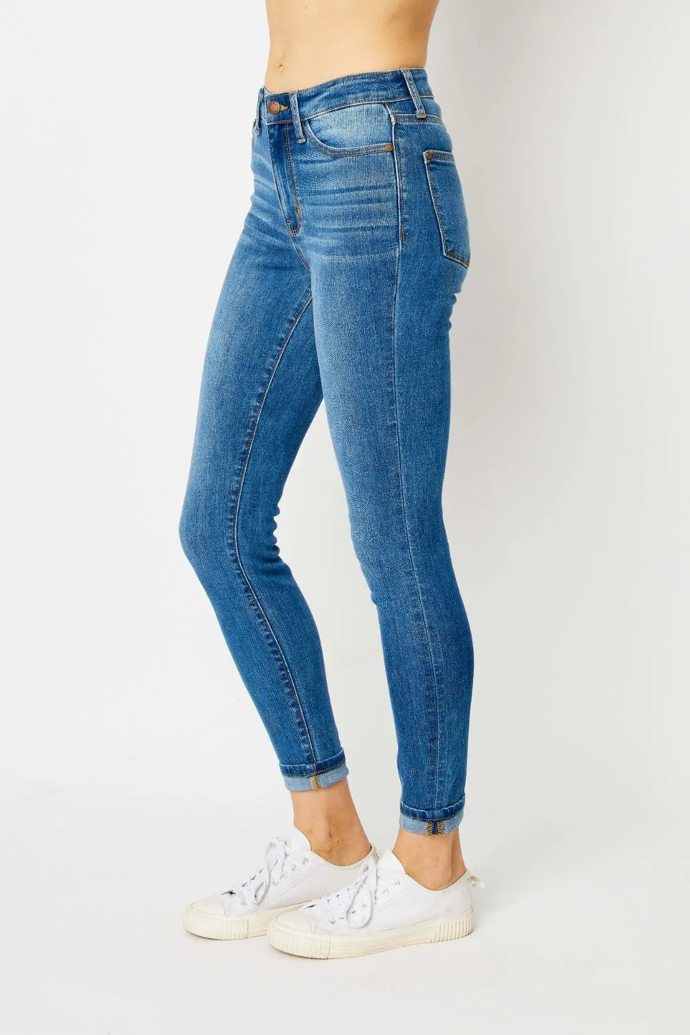 Judy Blue Cuffed Hem Skinny Jeans up to size 24W
