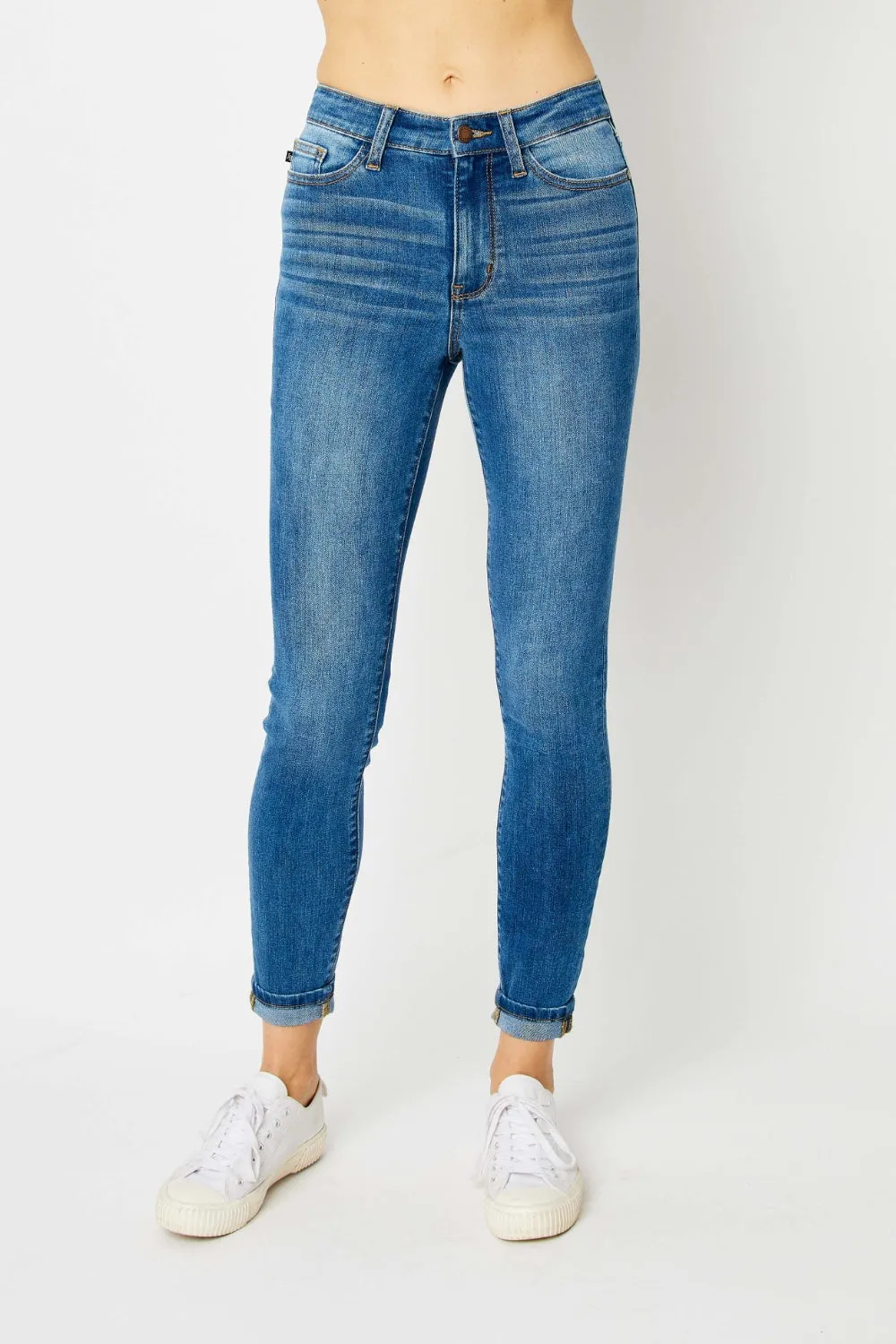 Judy Blue Cuffed Hem Skinny Jeans up to size 24W