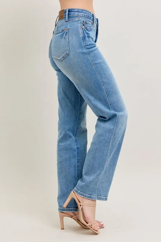 Judy Blue Full Size Tummy Control Vintage Wash Straight Jeans Plus Size