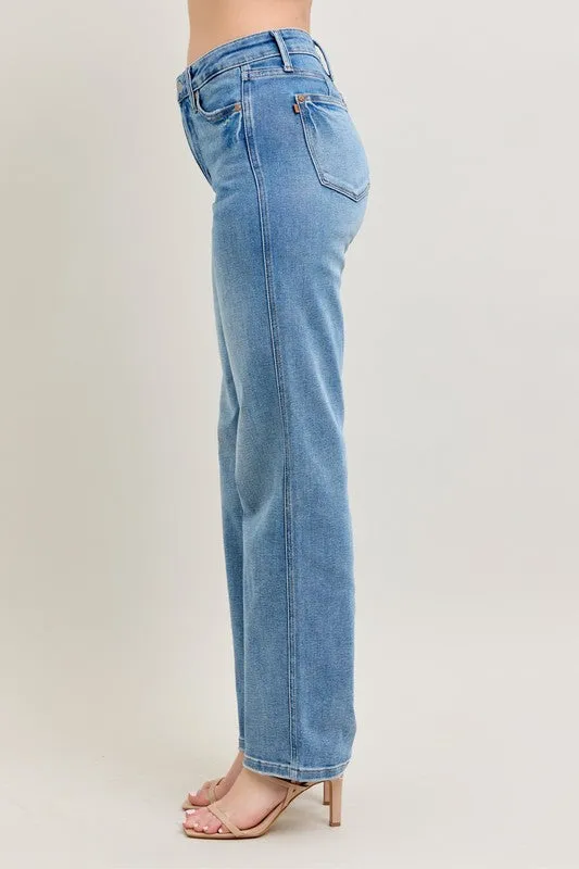Judy Blue Full Size Tummy Control Vintage Wash Straight Jeans Plus Size