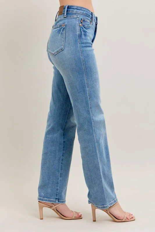Judy Blue Full Size Tummy Control Vintage Wash Straight Jeans Plus Size