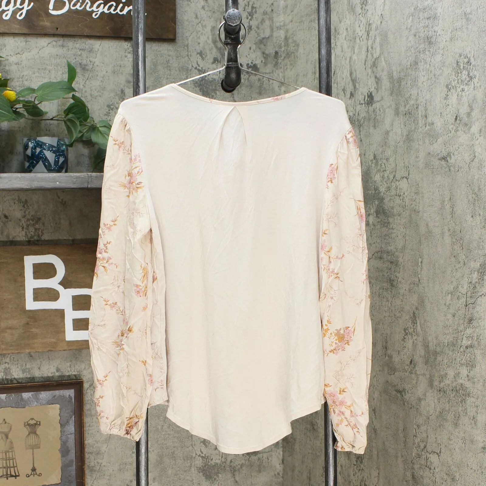 Knox Rose Women's Floral Print Long Sleeve Split Neck Blouse Shirt