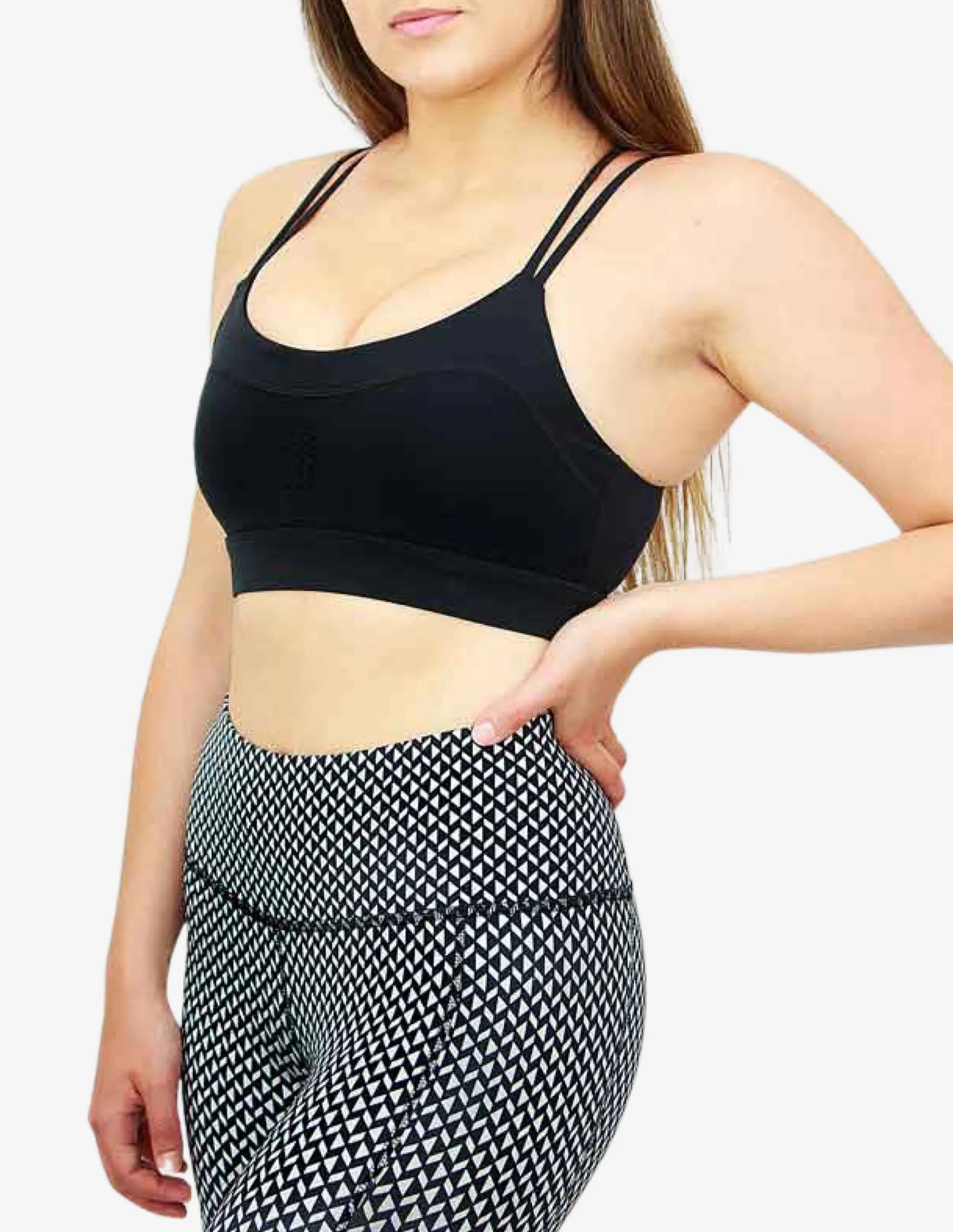Laser Cut Sports Bra - Black