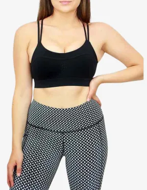 Laser Cut Sports Bra - Black