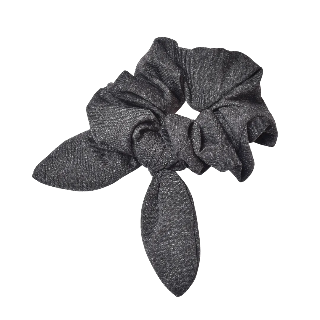 Leisure Collection Jersey Bow Scrunchie - Charcoal