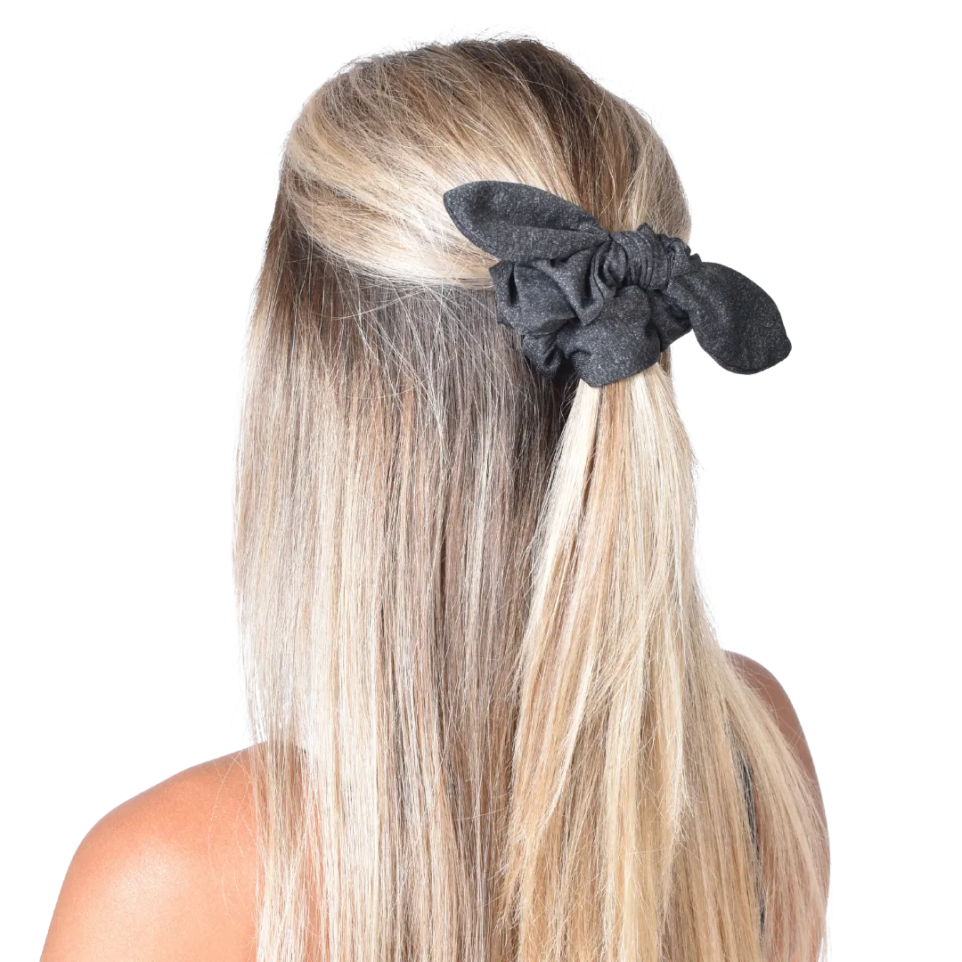 Leisure Collection Jersey Bow Scrunchie - Charcoal