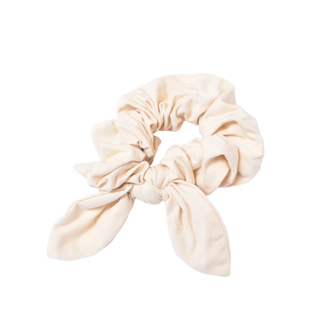 Leisure Collection Jersey Bow Scrunchie - Cream