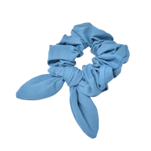 Leisure Collection Jersey Bow Scrunchie - Pacific Blue