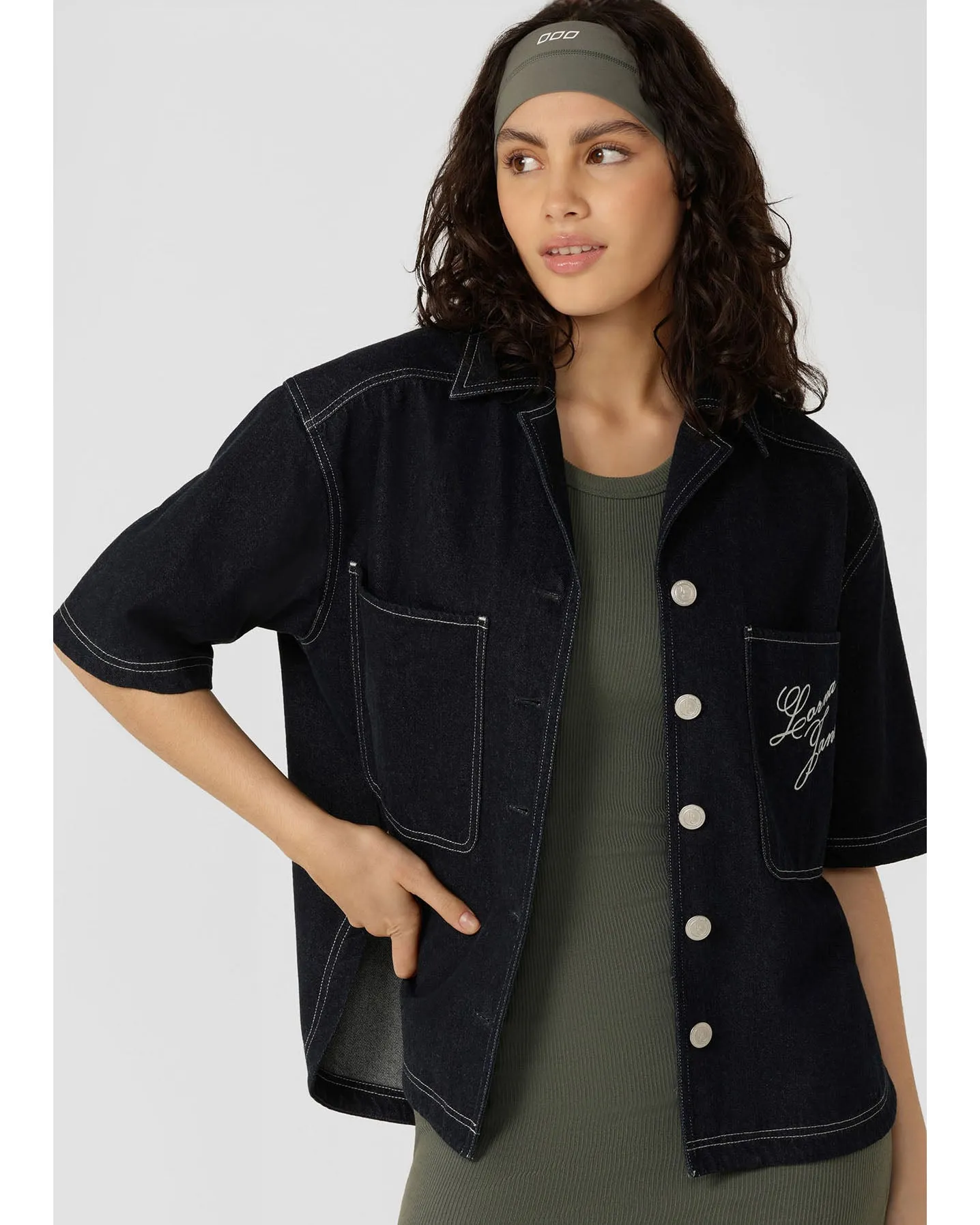 Lorna Jane Off Duty Denim Overshirt - French Navy