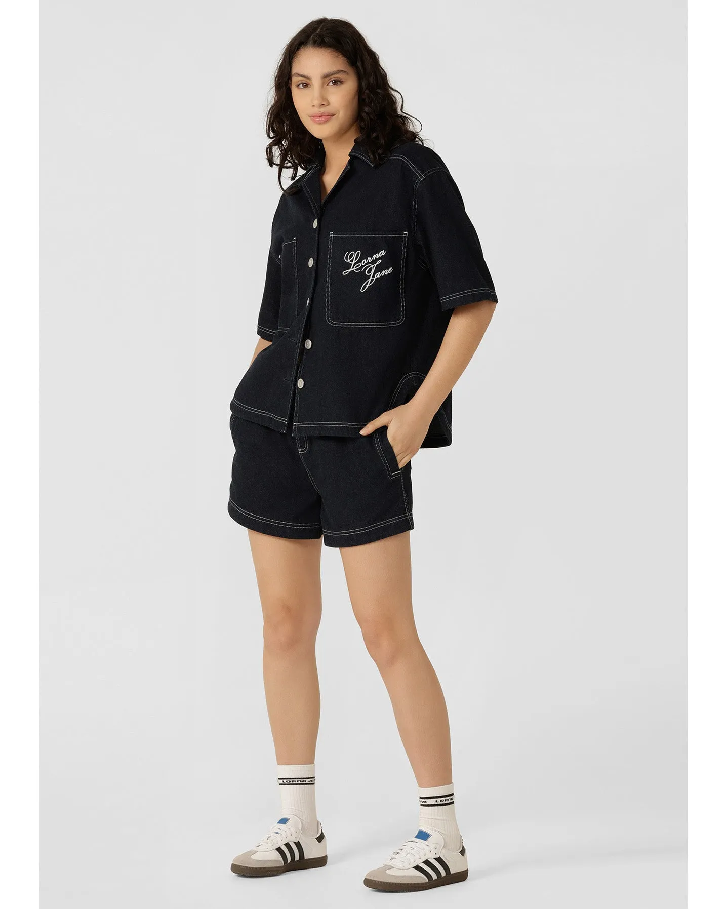 Lorna Jane Off Duty Denim Overshirt - French Navy