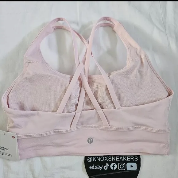 Lululemon Energy Longline Bra Medium Support FUSP Flush Pink Women's Size 8