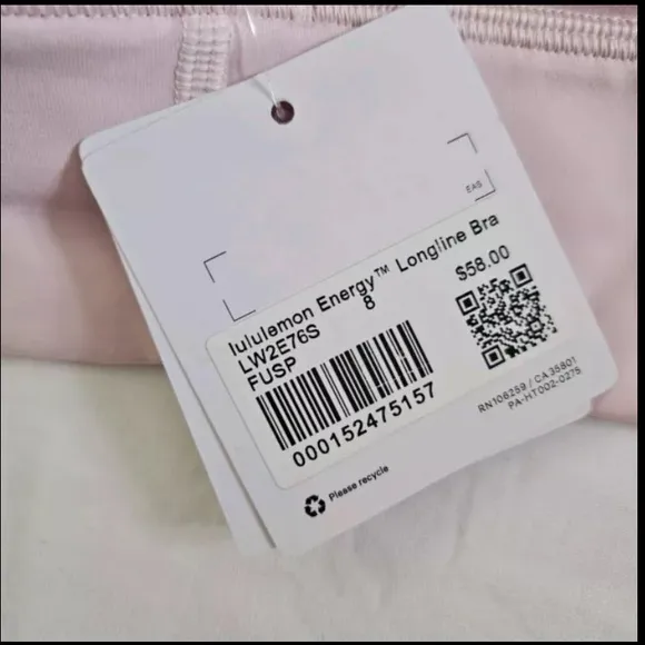 Lululemon Energy Longline Bra Medium Support FUSP Flush Pink Women's Size 8