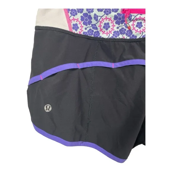 Lululemon Speed Shorts Black and Power Purple Summer Quilt, 6