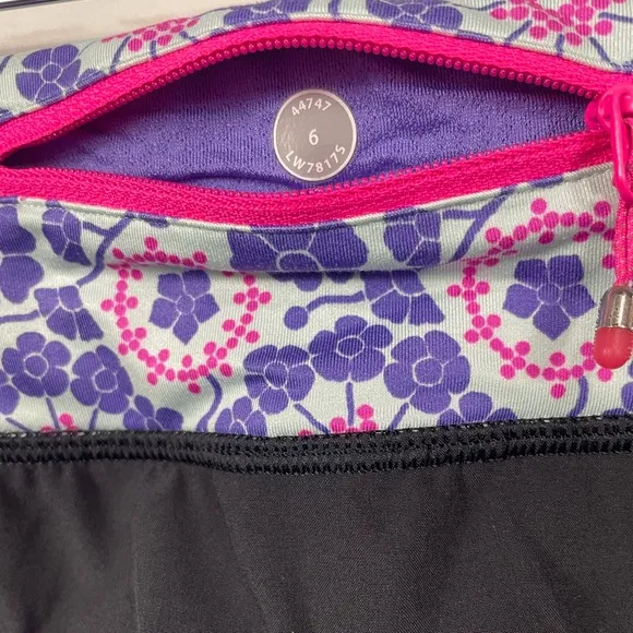 Lululemon Speed Shorts Black and Power Purple Summer Quilt, 6