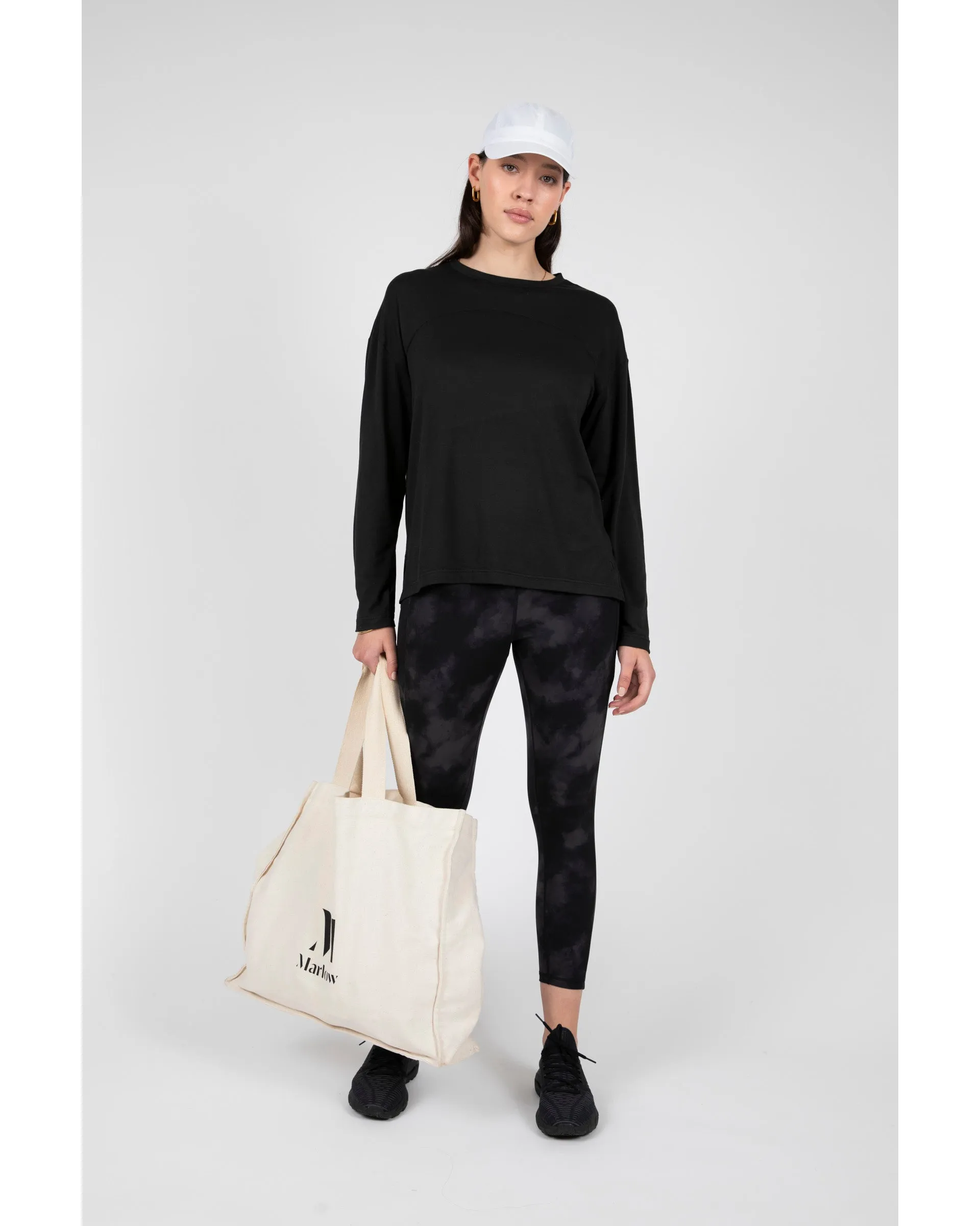 Marlow Half Time Long Sleeve Top - Black