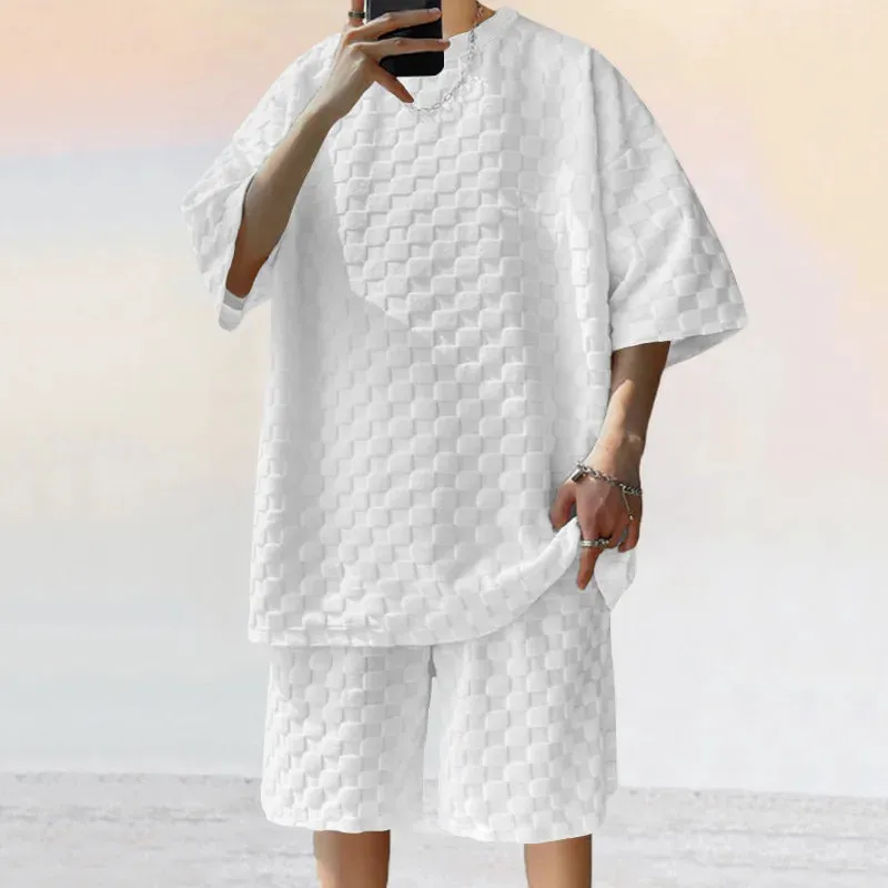 Men Leisure Oversized Two-piece shorts Set