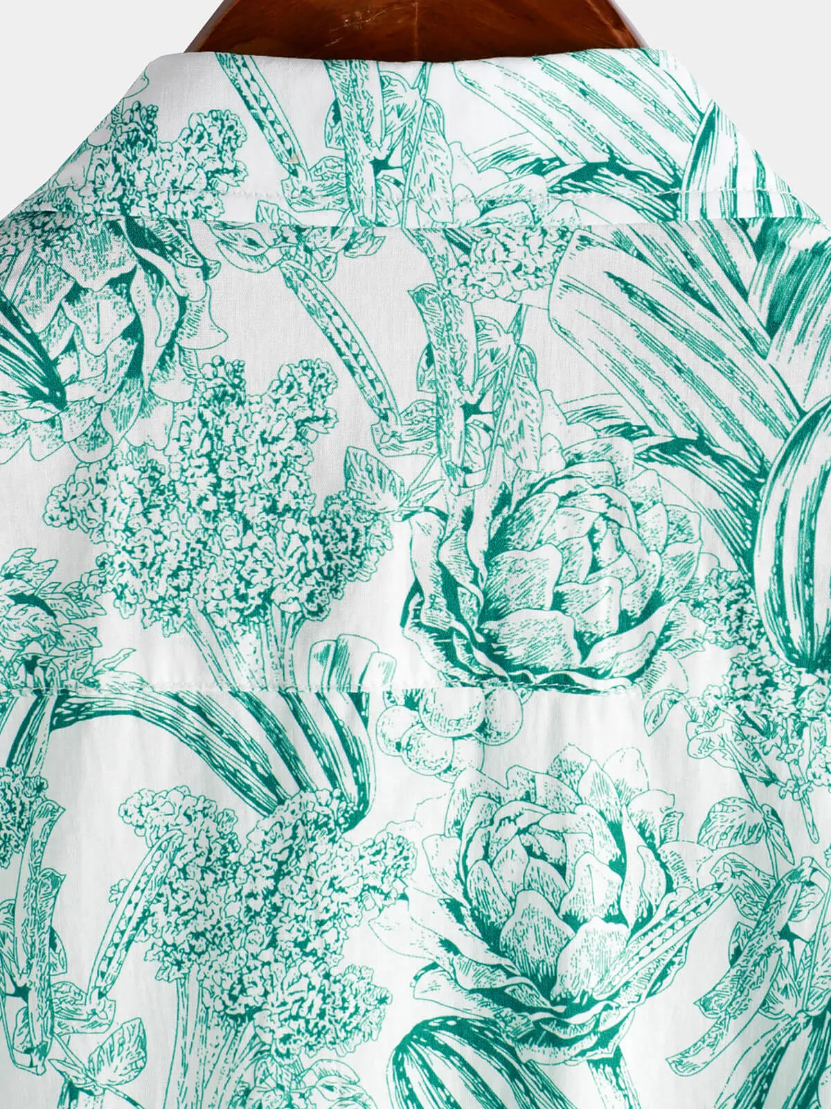 Men‘s 100% Cotton Green Floral Hawaiian Short Sleeve Button Shirt