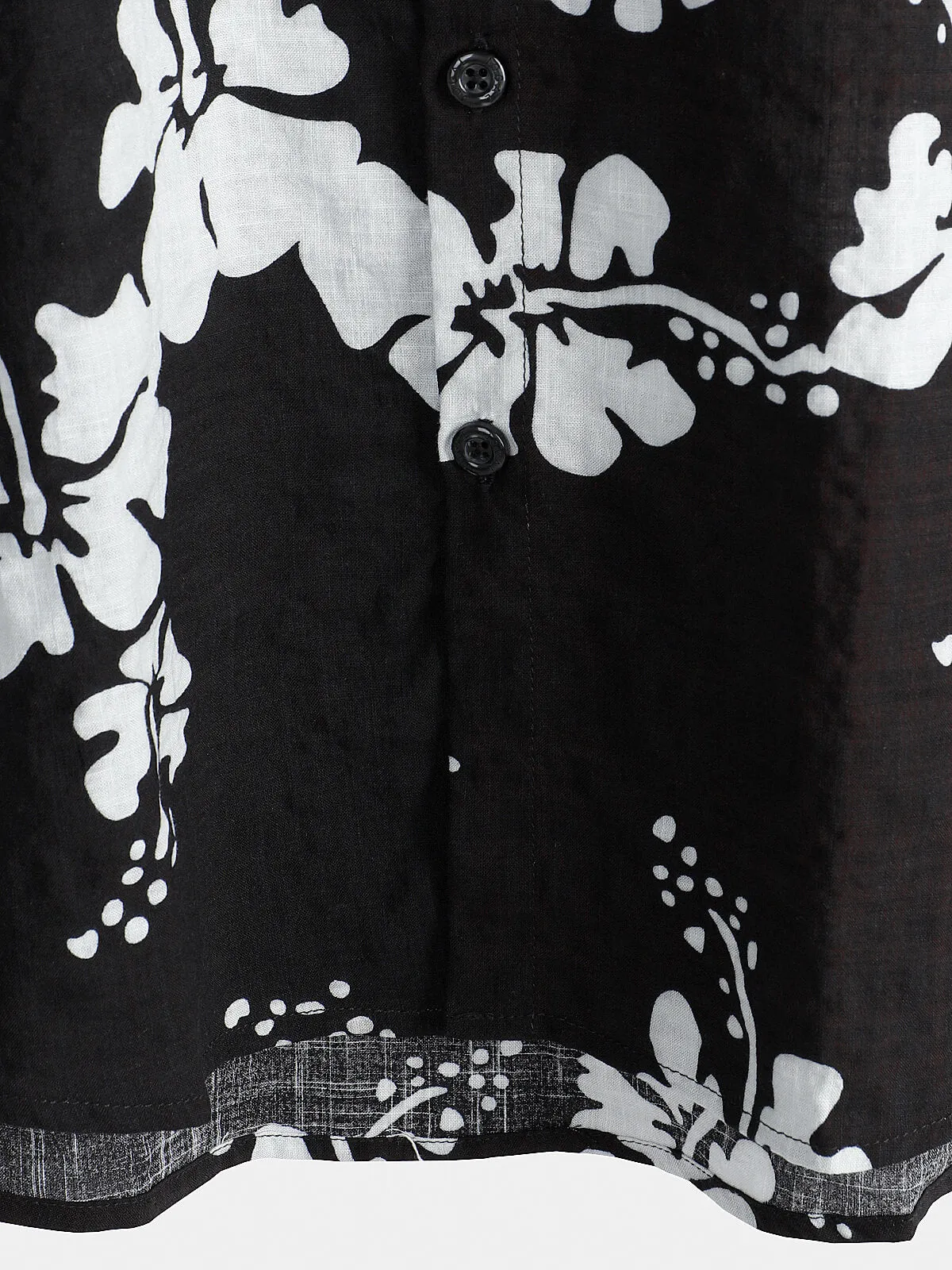 Men's Black Floral Short Sleeve Button Up Beach Tropical Hawaiian Shirt