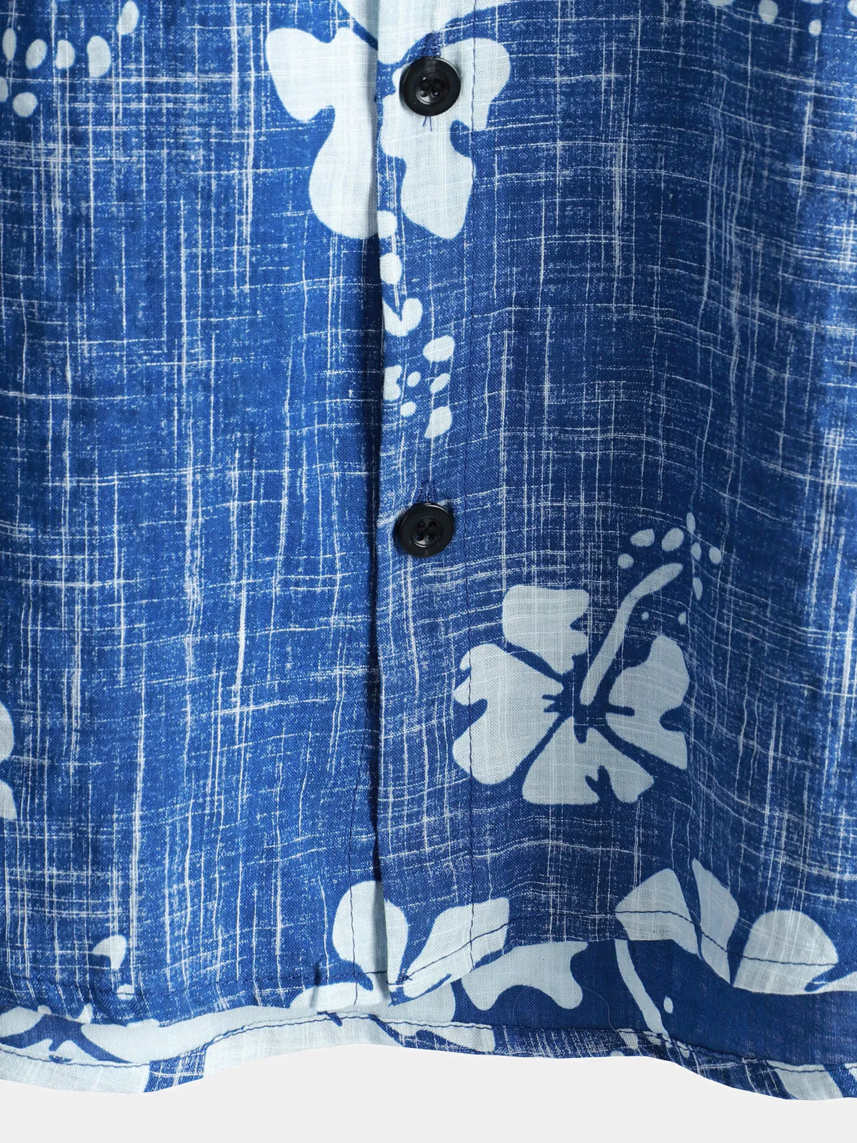 Men's Blue Floral Vintage Short Sleeve Button Up Beach Tropical Hawaiian Shirt