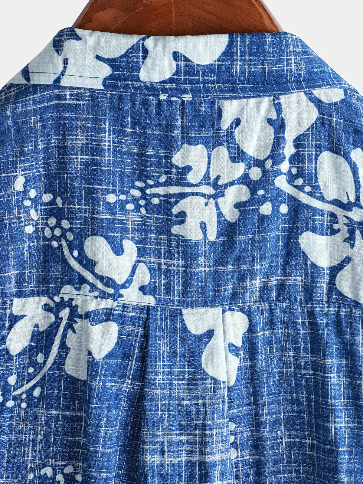 Men's Blue Floral Vintage Short Sleeve Button Up Beach Tropical Hawaiian Shirt