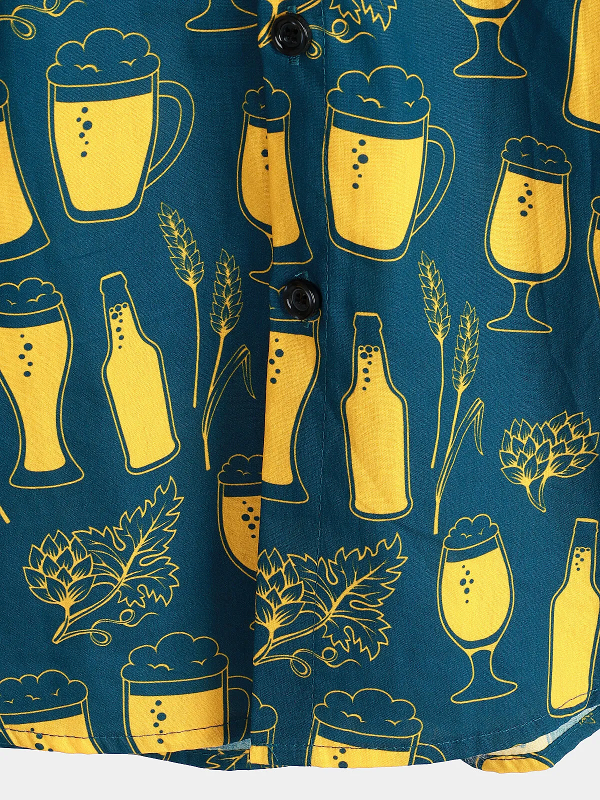 Men's Casual Beer Short Sleeve Button Up Holiday Shirt