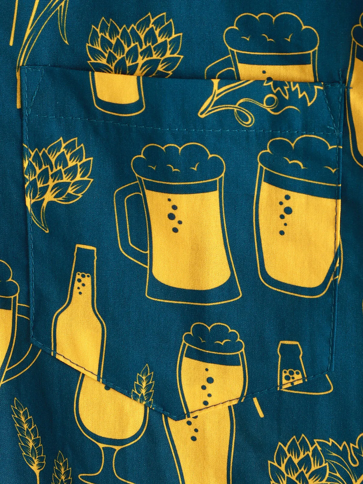 Men's Casual Beer Short Sleeve Button Up Holiday Shirt