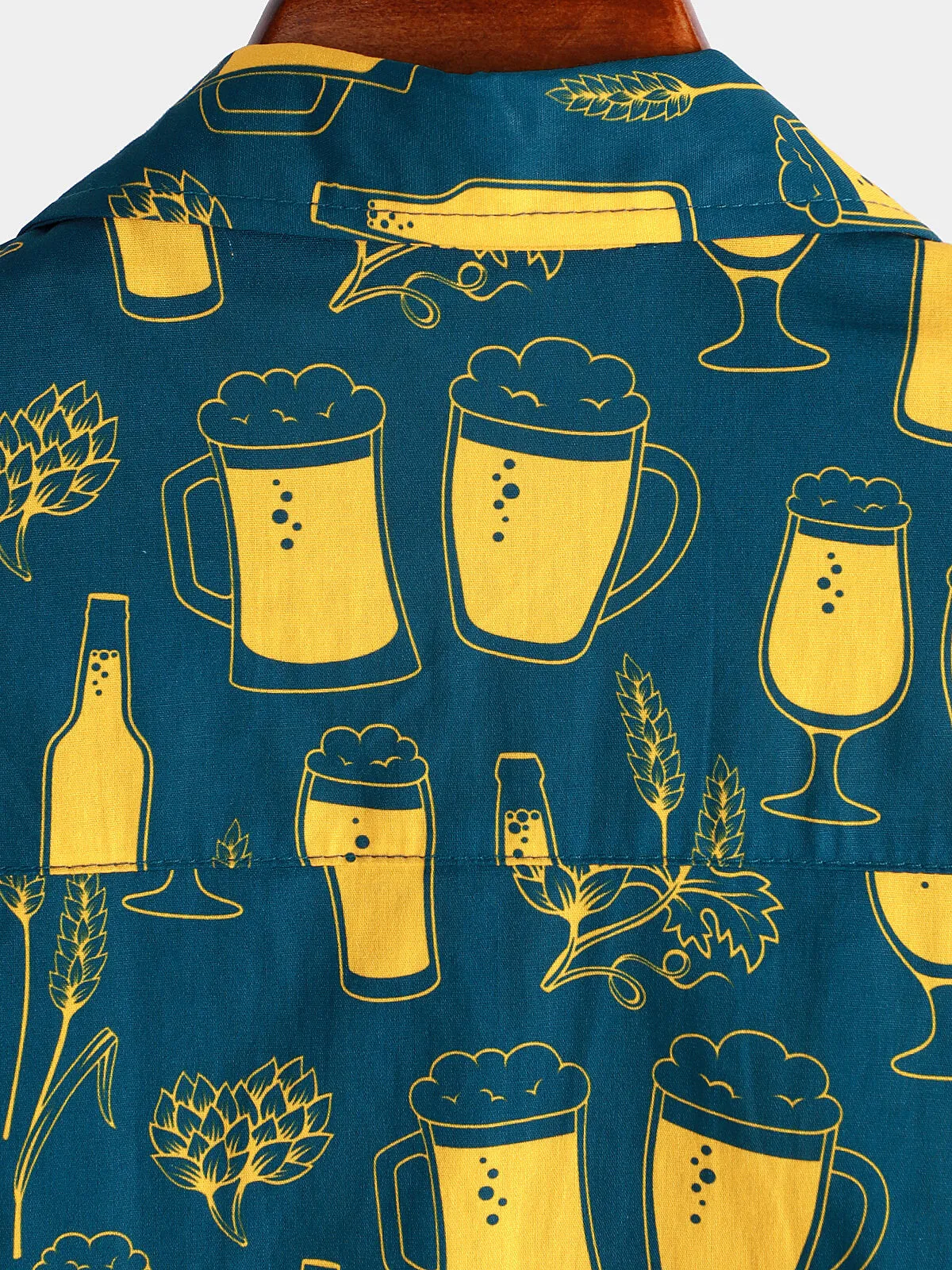 Men's Casual Beer Short Sleeve Button Up Holiday Shirt