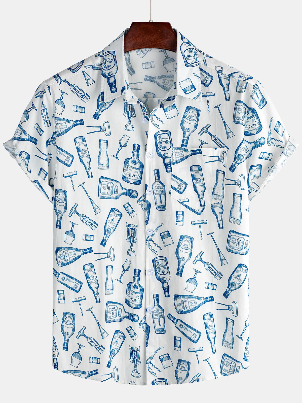 Men's Casual Holiday Button Up Short Sleeve Shirt