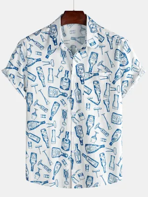 Men's Casual Holiday Button Up Short Sleeve Shirt