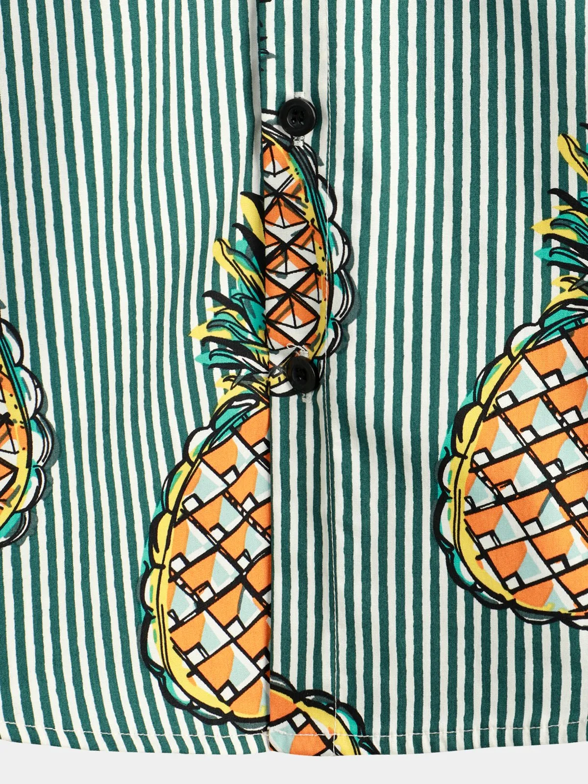 Men's Casual Pineapple Stripe Pocket Cotton Striped Shirt