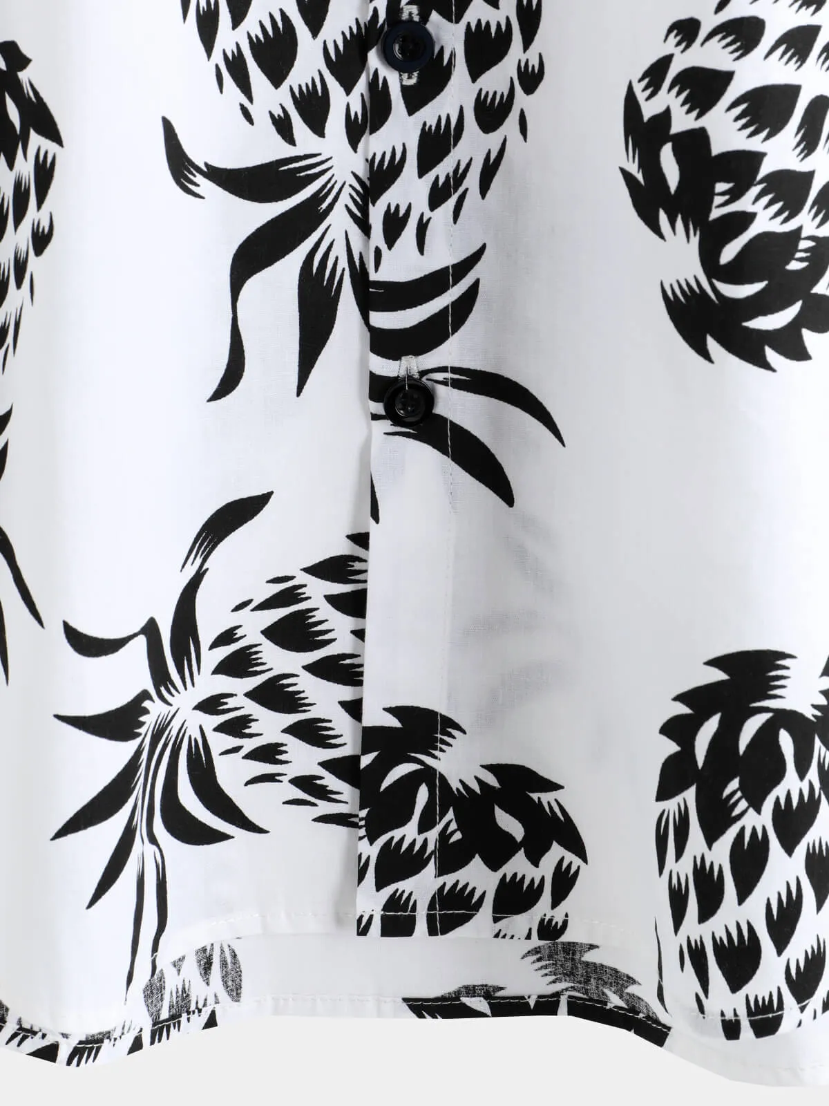 Men's Cotton Pineapple Print Summer Hawaiian Button Up Short Sleeve Shirt