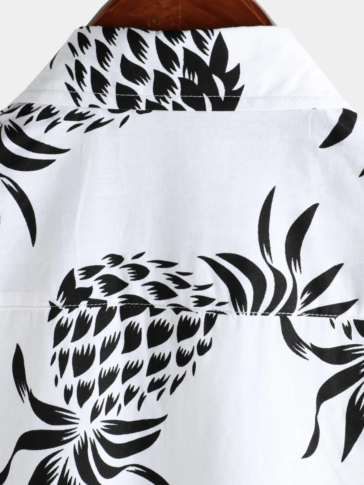 Men's Cotton Pineapple Print Summer Hawaiian Button Up Short Sleeve Shirt